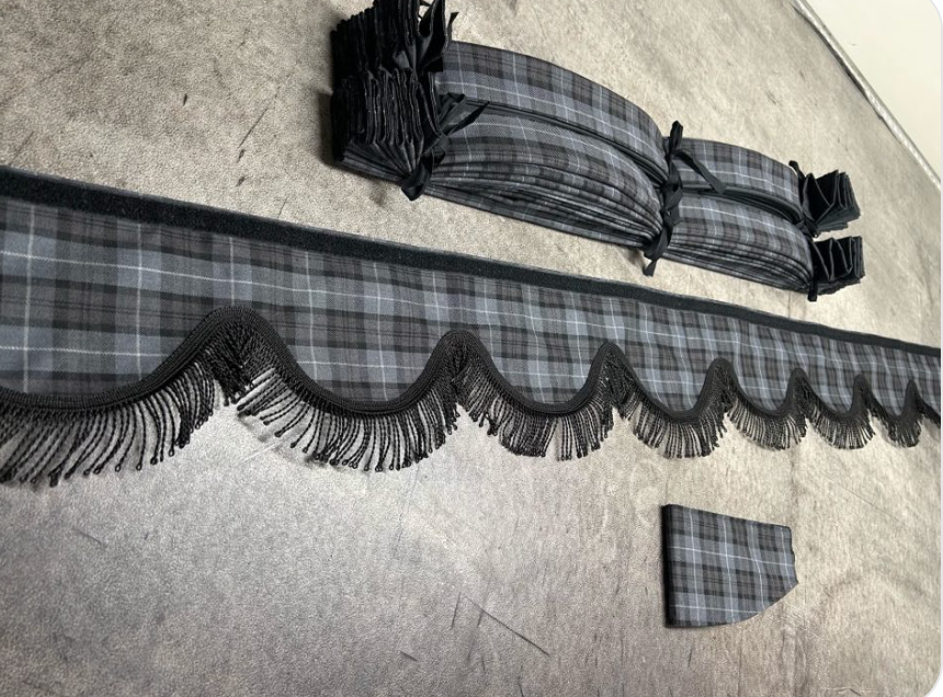 HGV Truck Curtains - Granite Grey - Dutch Pelmet with choice of trim