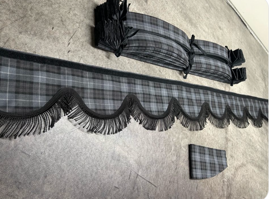 HGV Truck Curtains - Granite Grey - Dutch Pelmet with choice of trim
